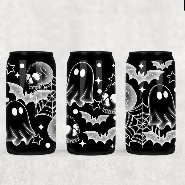 Monochrome spooky 16oz Glass Wrap white and black options