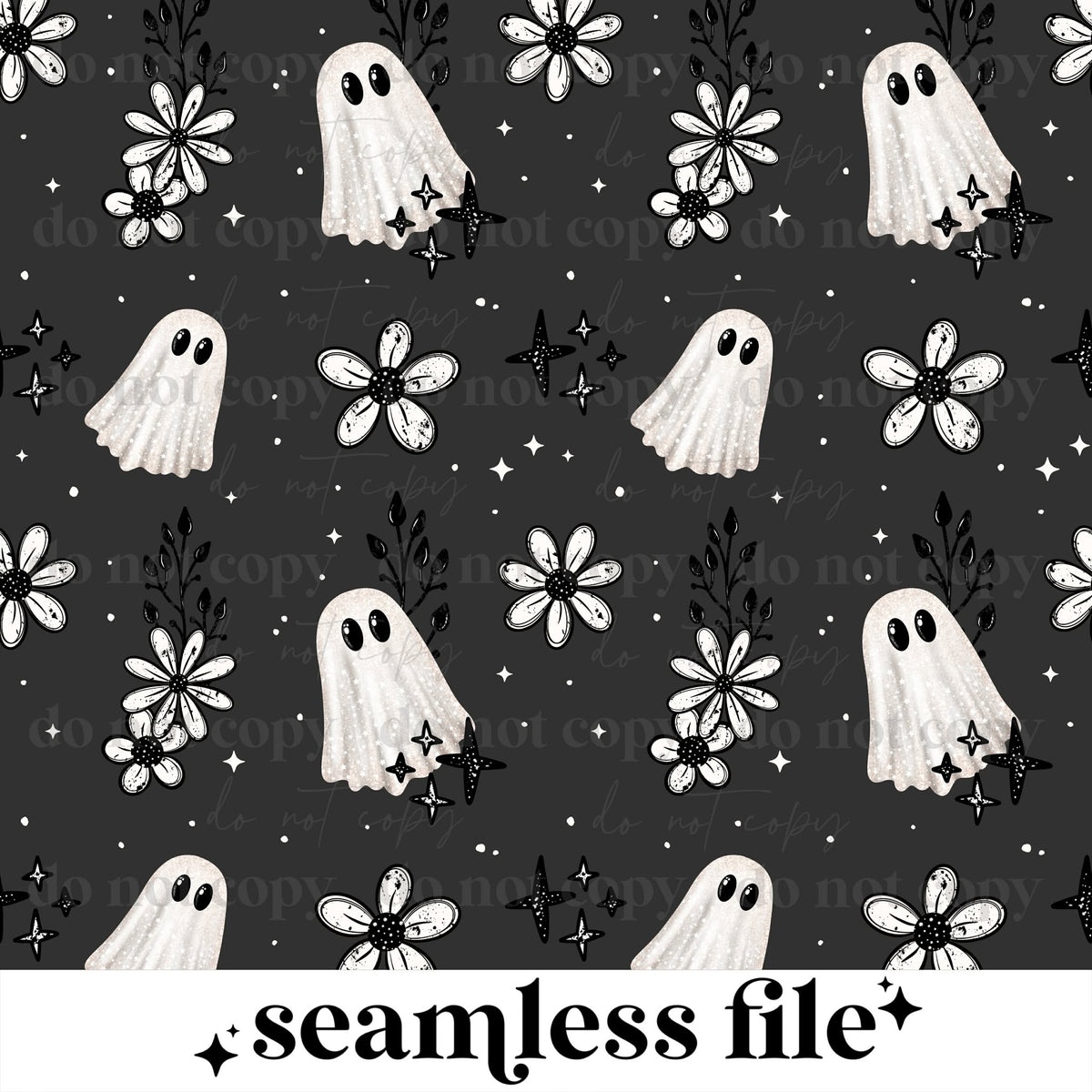 Grunge Floral Ghost Seamless
