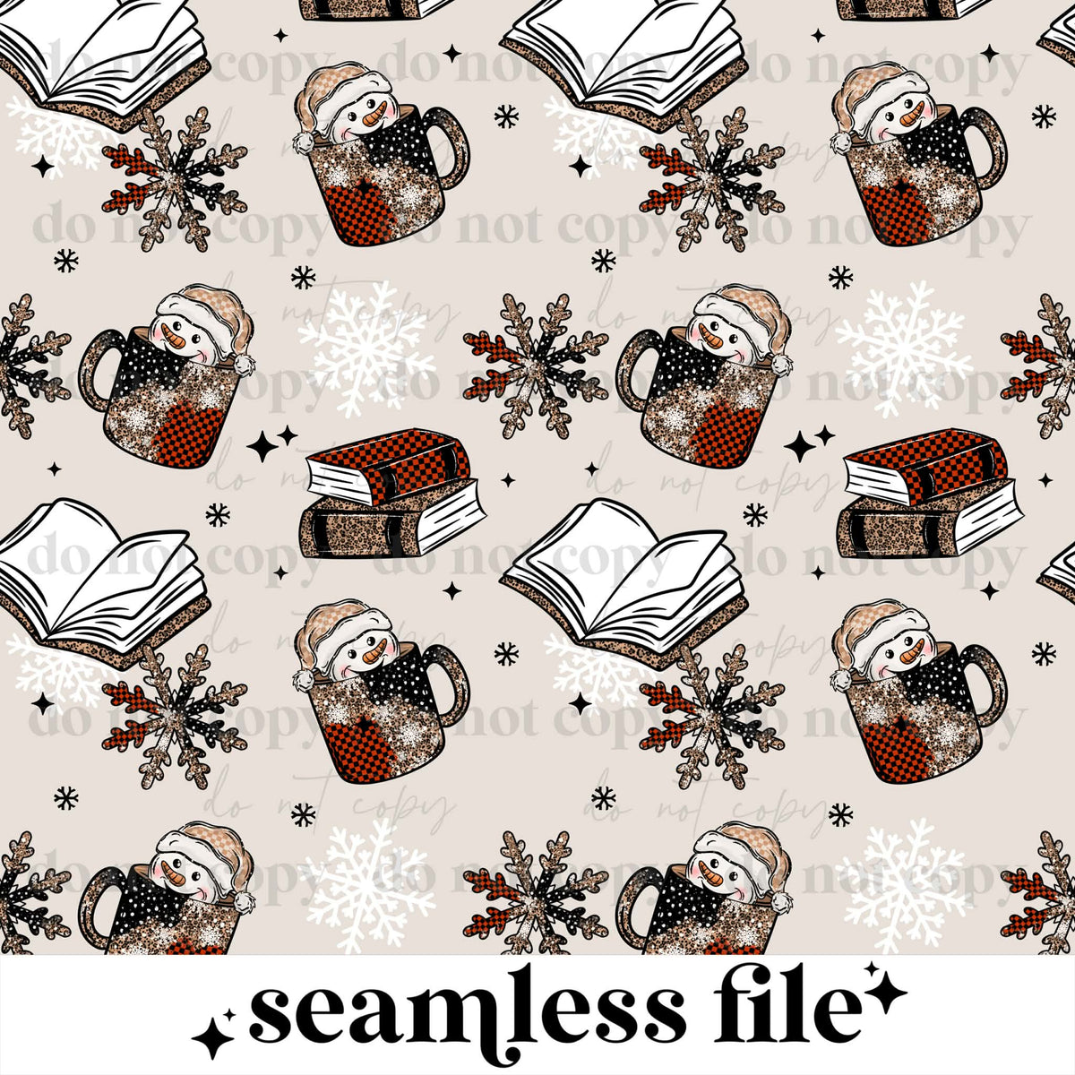 Snowman Mug Book Seamless