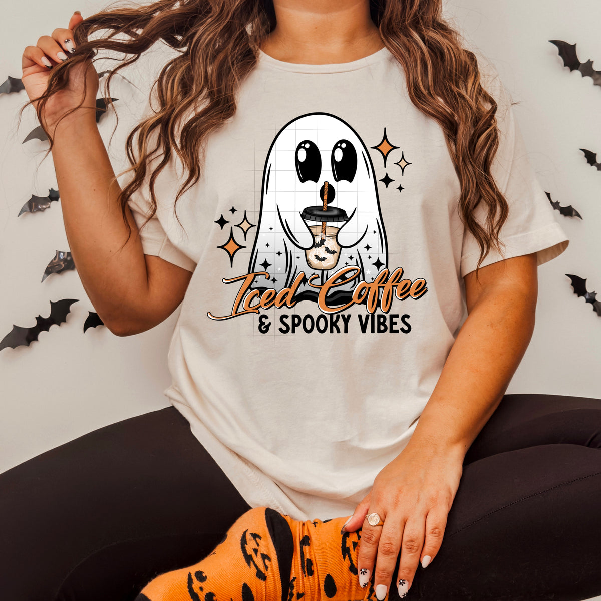 Iced Coffee & Spooky Vibes PNG