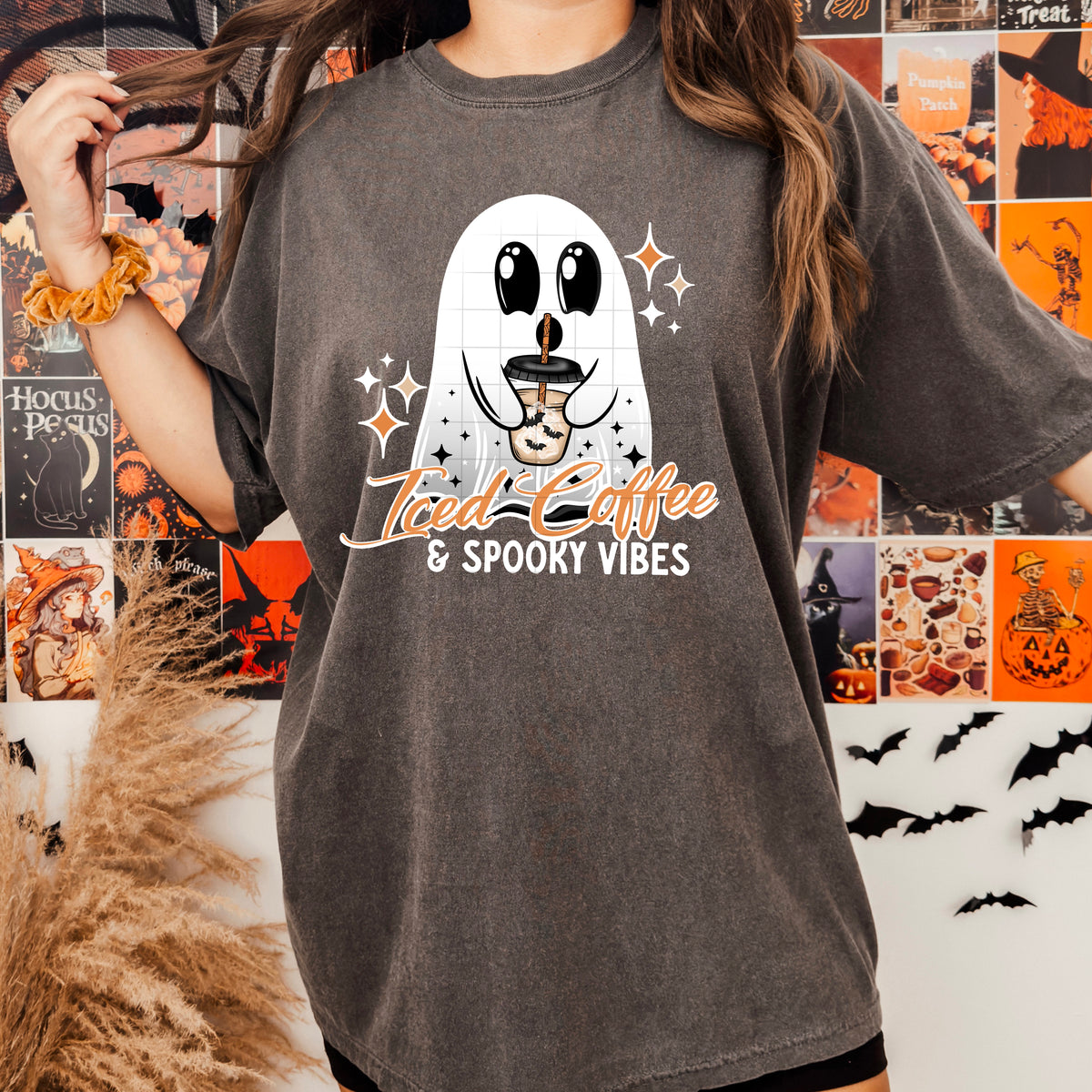 Iced Coffee & Spooky Vibes PNG