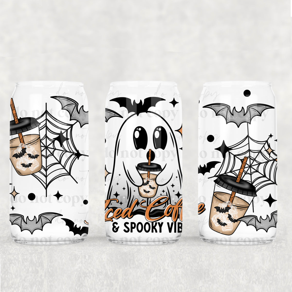 Iced Coffee & Spooky Vibes 16oz Glass Wrap