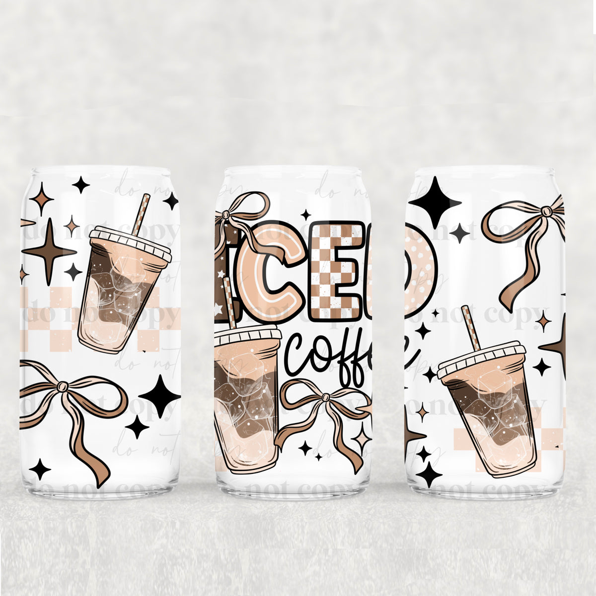 Neutral Iced Coffee 16oz Glass Wrap