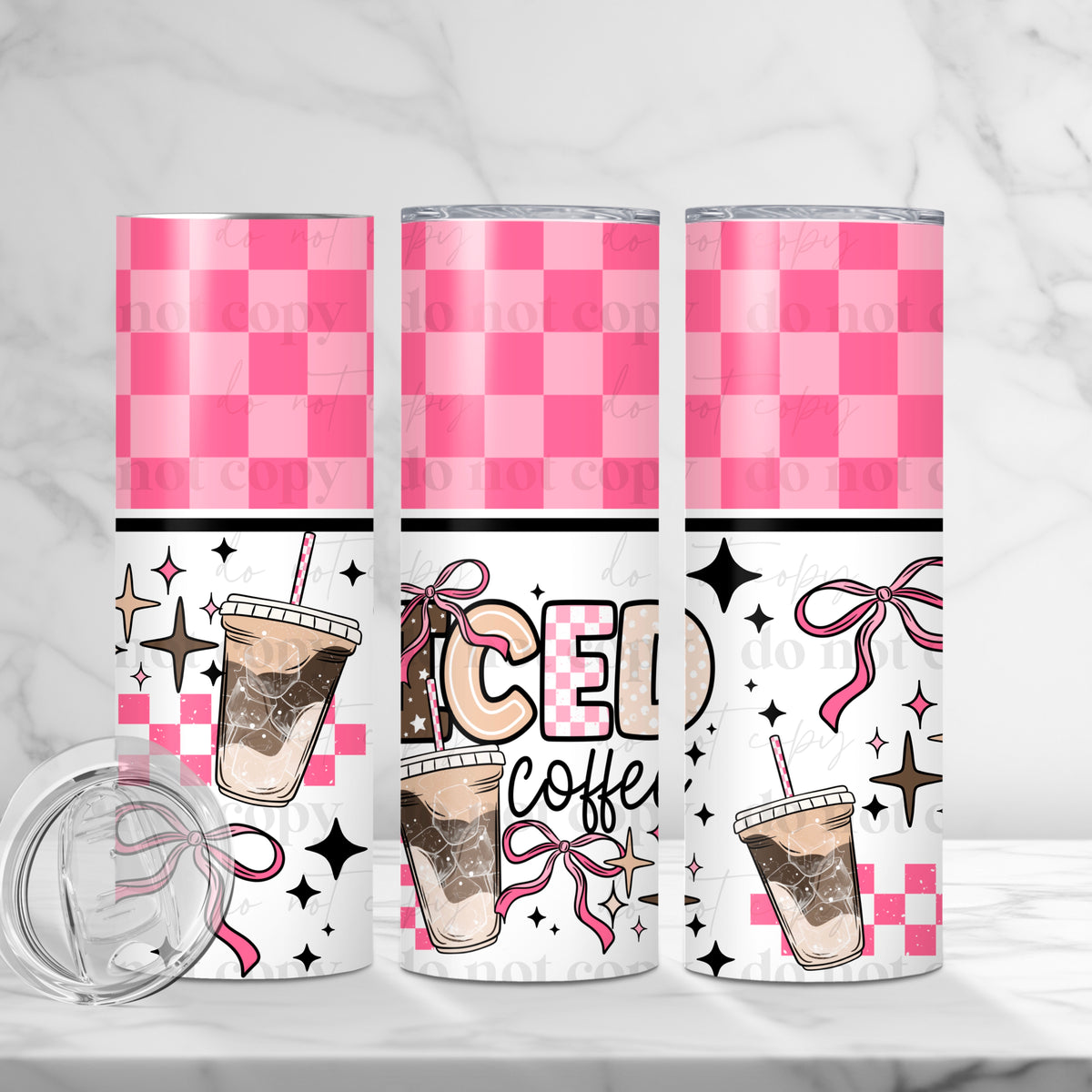 Pink Iced Coffee Tumbler Wrap