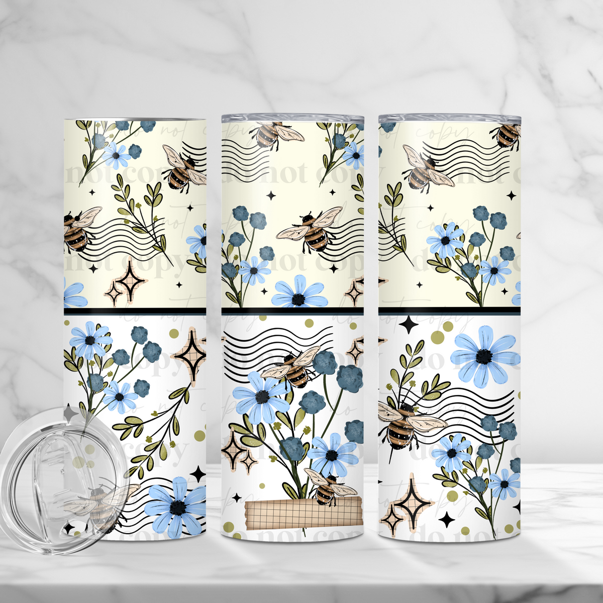 Blue Florals Tumbler Wrap