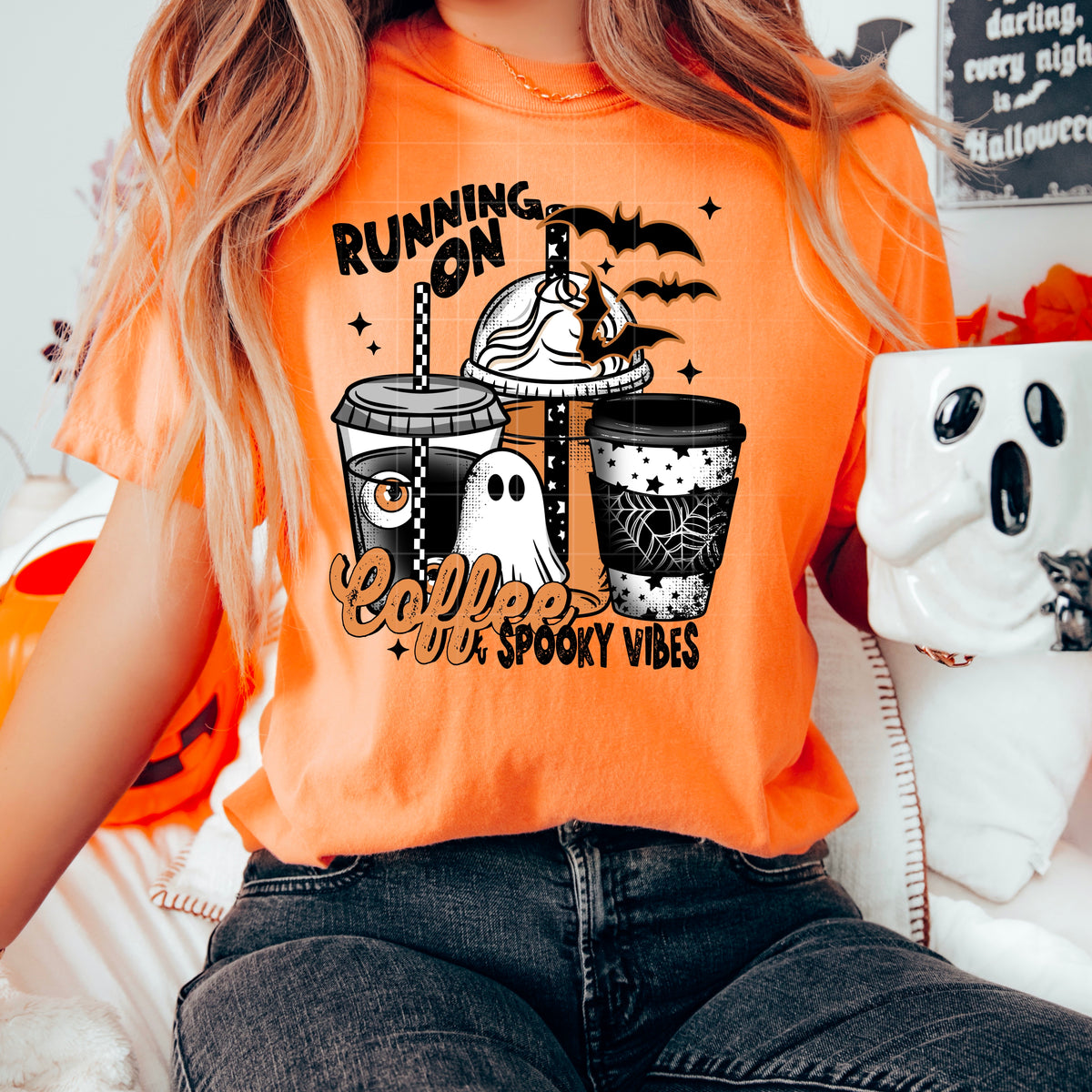Coffee & Spooky Vibes PNG