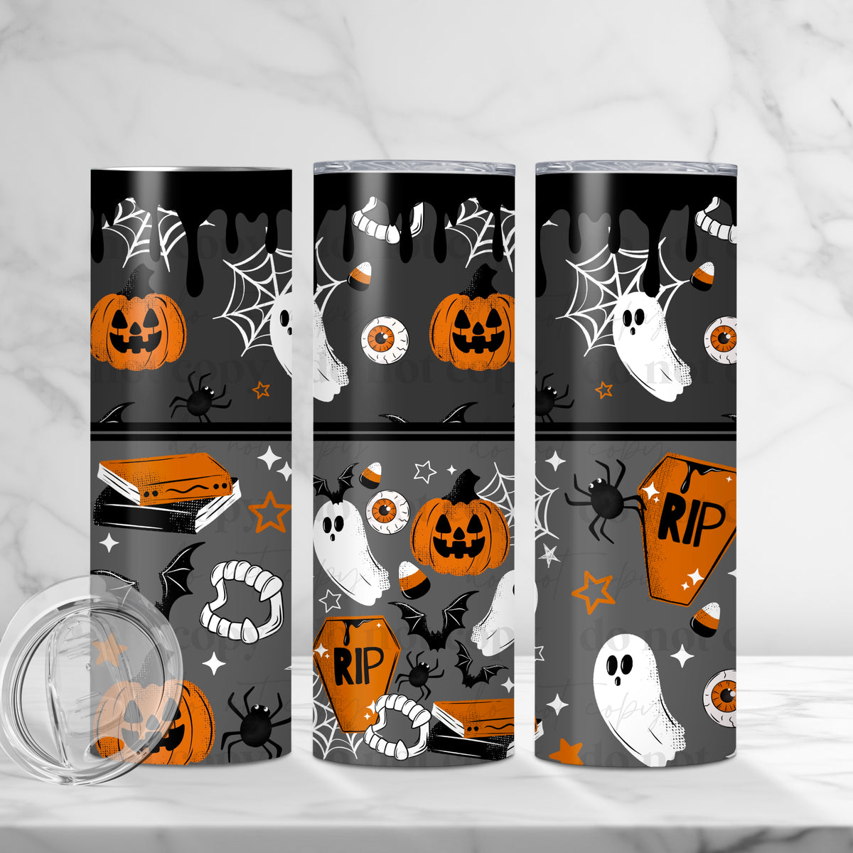 Orange Spooky Collage Tumbler Wrap