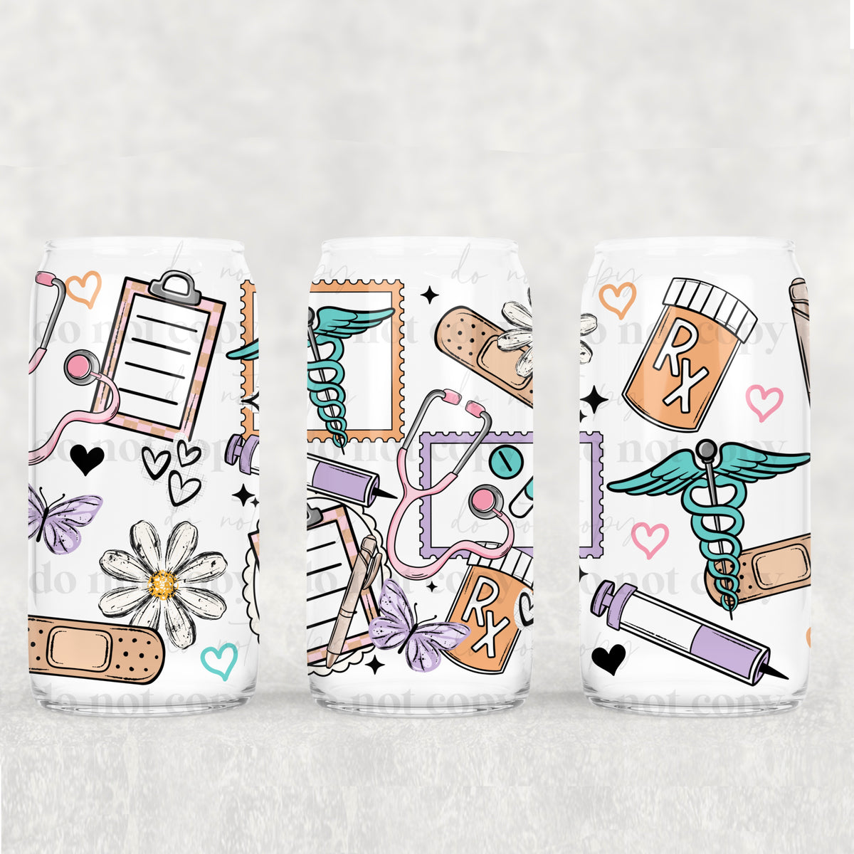 Nurse Stamps 16oz Glass Wrap