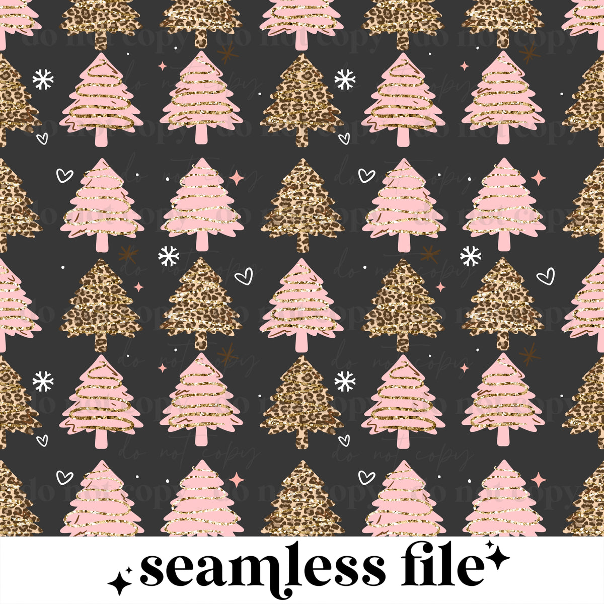 Pink & Leopard Trees Seamless
