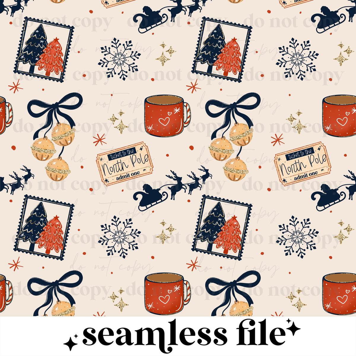 Ticket To The North Pole Seamless
