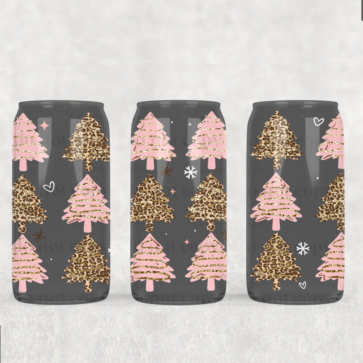 Pink & Leopard Trees 16oz Glass Wrap