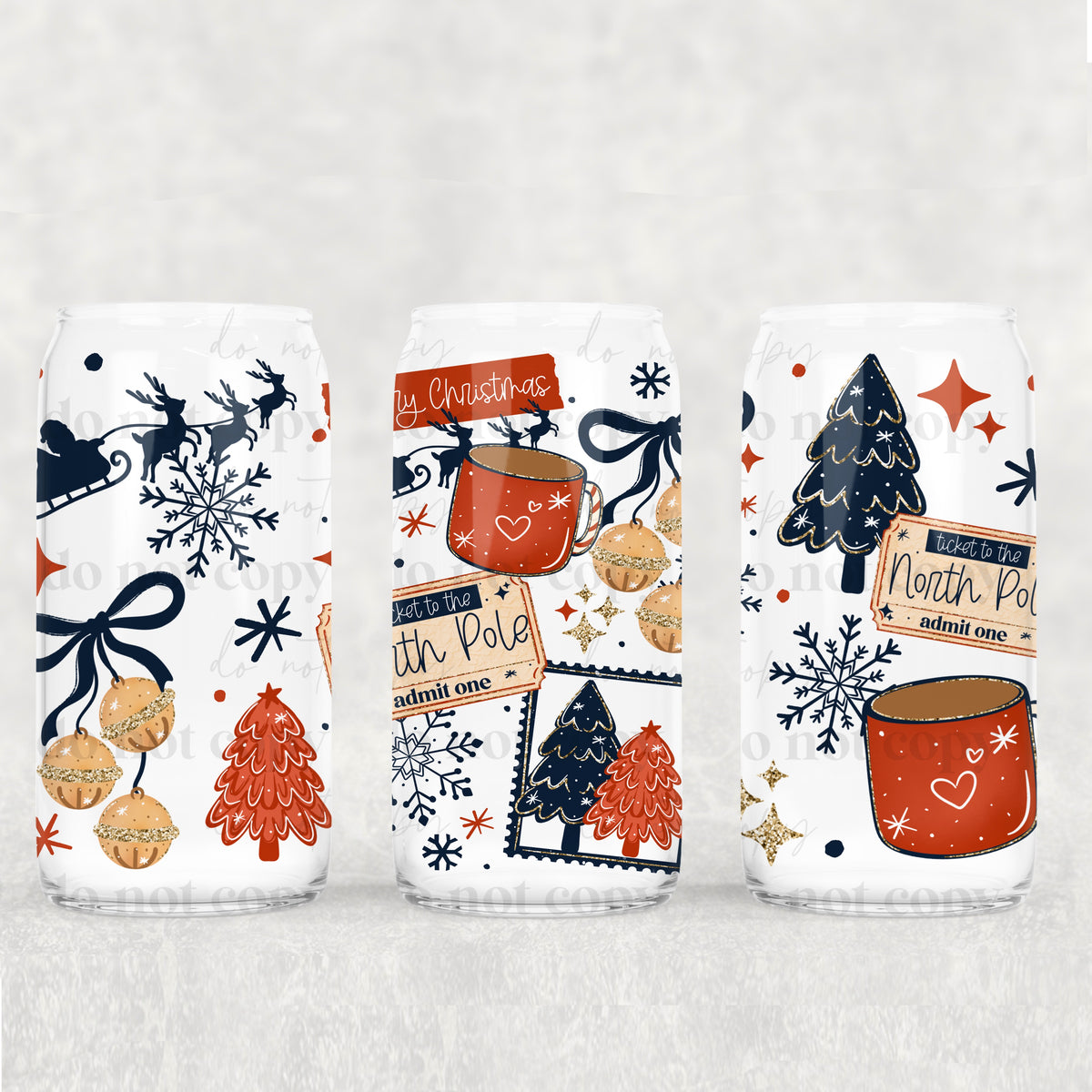 Ticket To The North Pole 16oz Glass Wrap