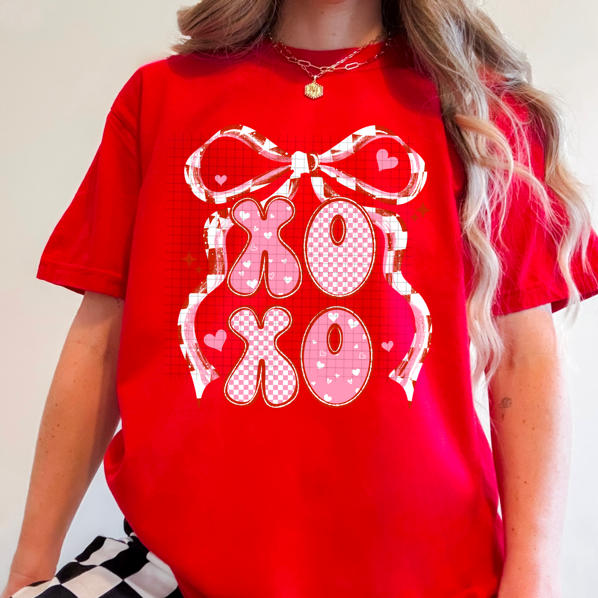 XOXO Pink & Red Bow PNG