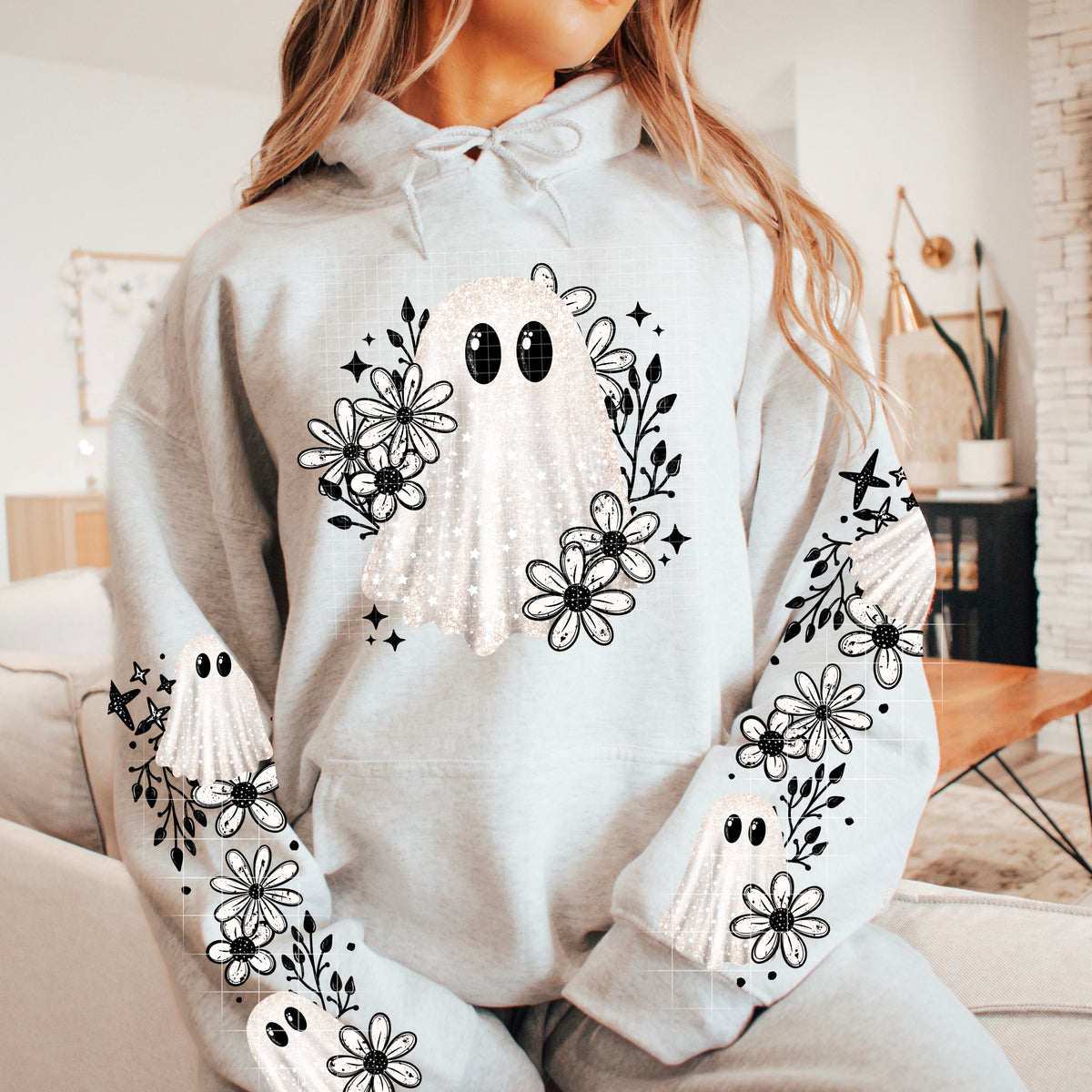 Grunge Floral Ghost w/ Sleeves PNG