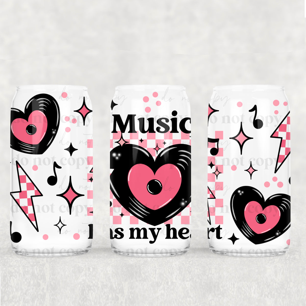 Music Has My Heart 16oz Glass Wrap