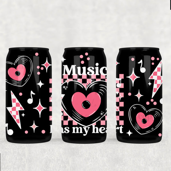 Music Has My Heart 16oz Glass Wrap