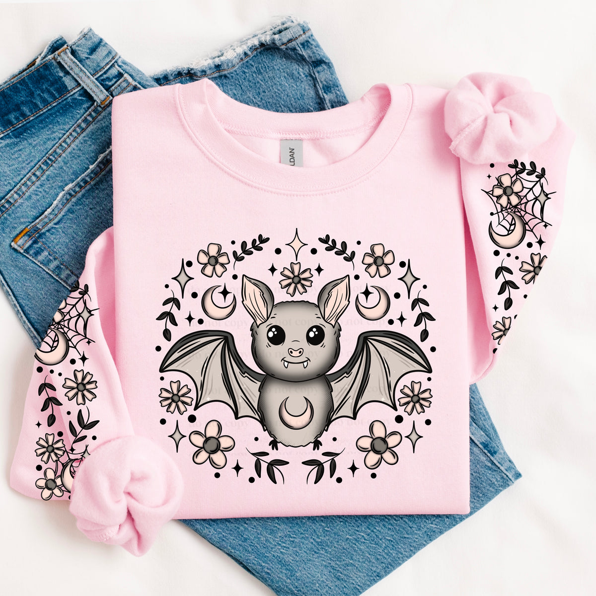 Floral Bat w/ Sleeves PNG