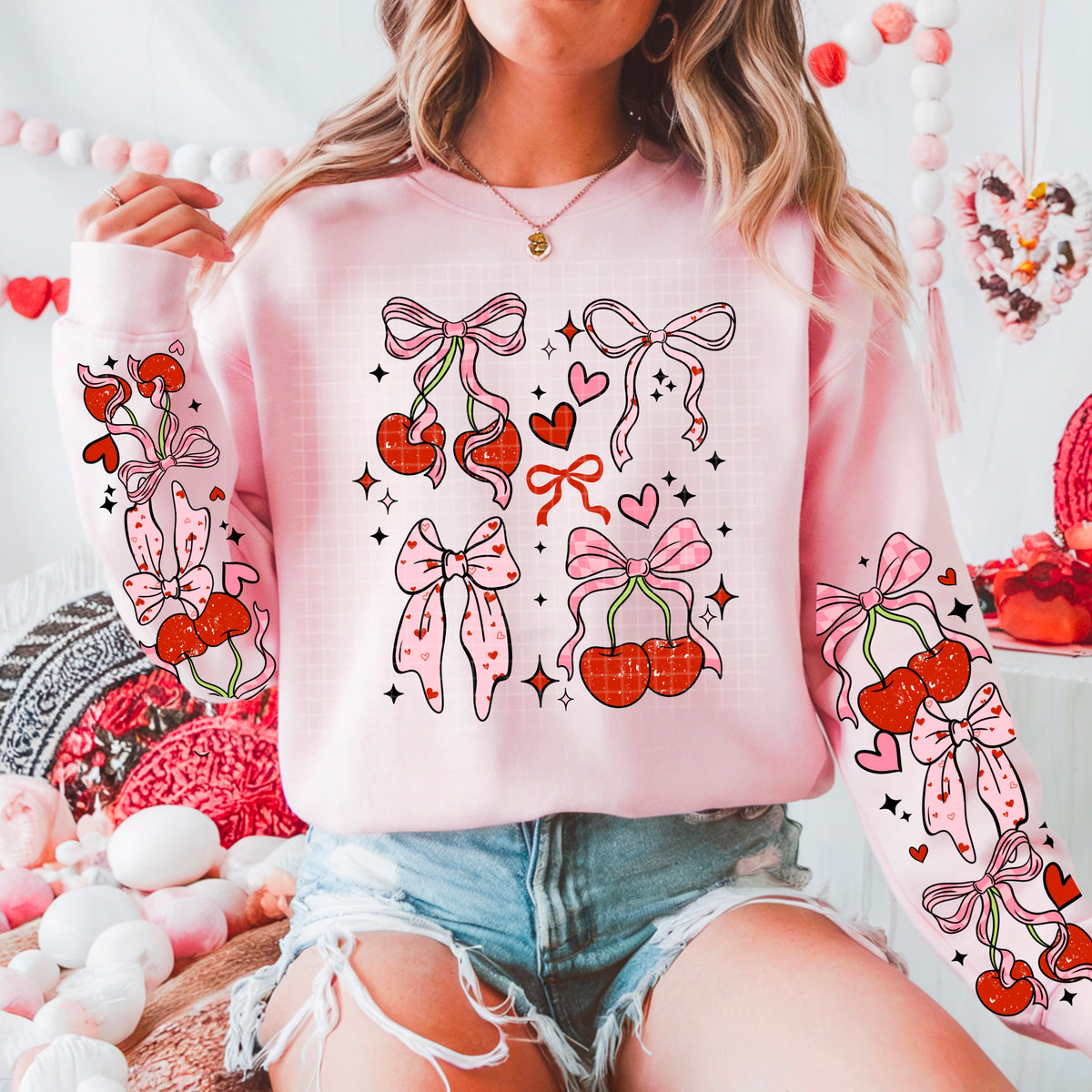 Cherry Bow Collage w/ Sleeves PNG