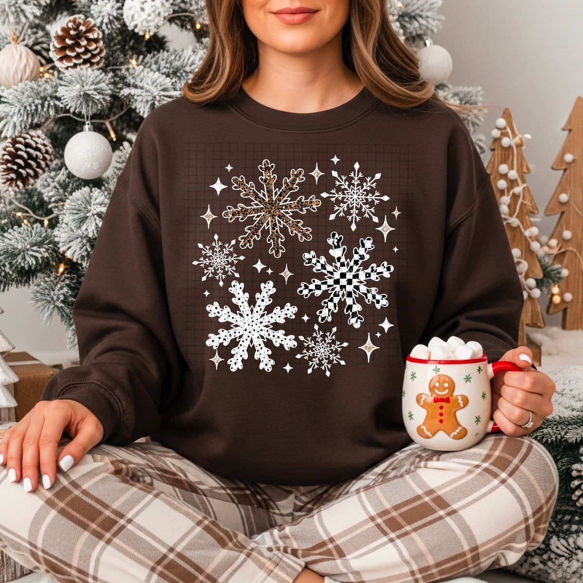 Checker Leopard Snowflakes PNG