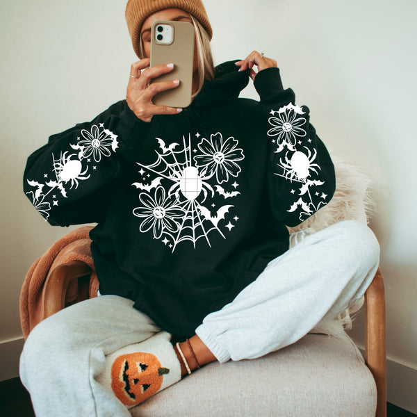 Spider Web Floral w/ Sleeves Single Color PNG