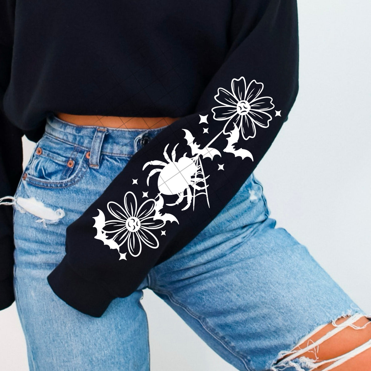 Spider Web Floral w/ Sleeves Single Color PNG