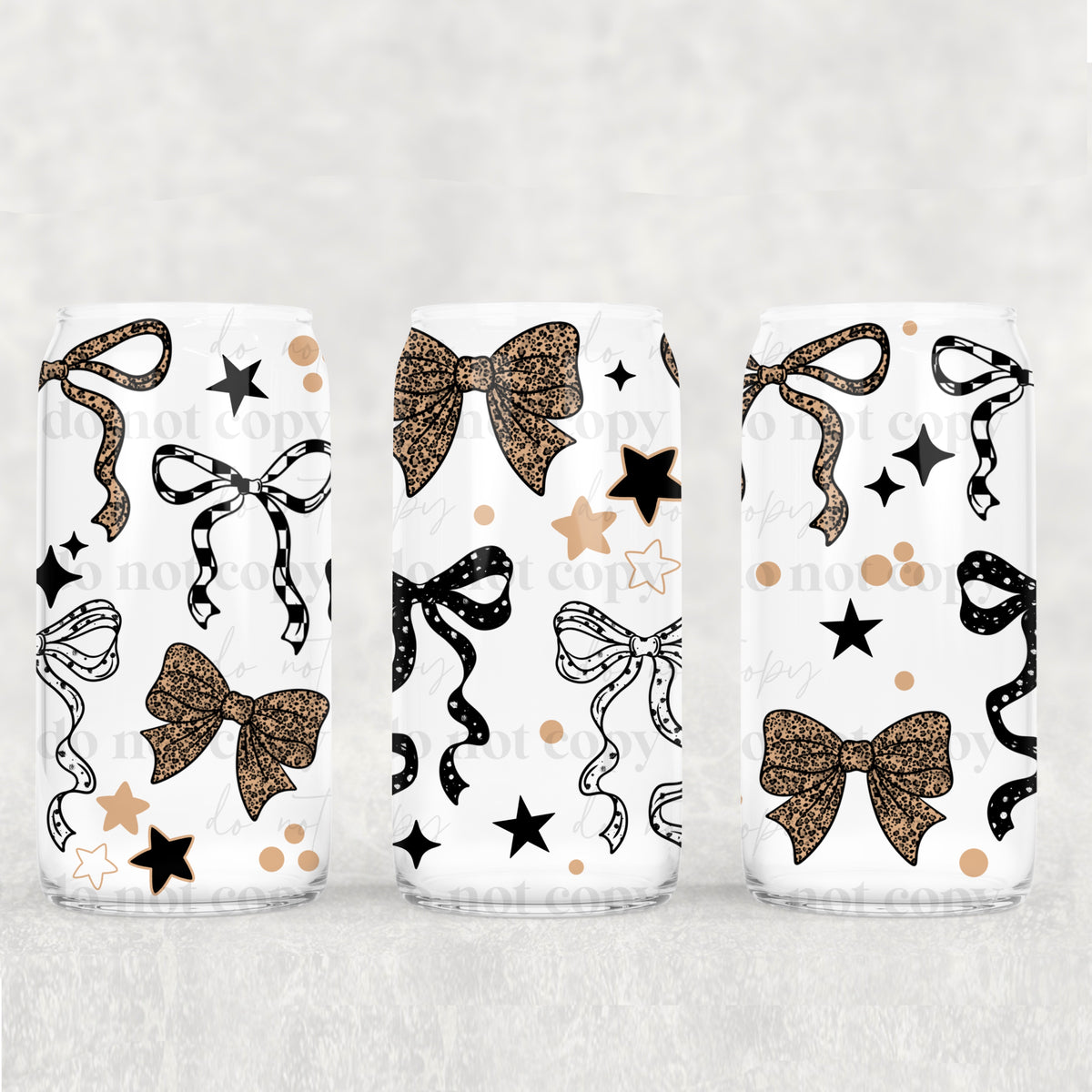 Cheetah Bow 16oz Glass Wrap