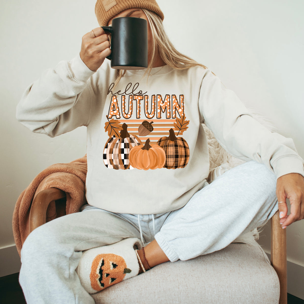 Hello Autumn Stripes PNG