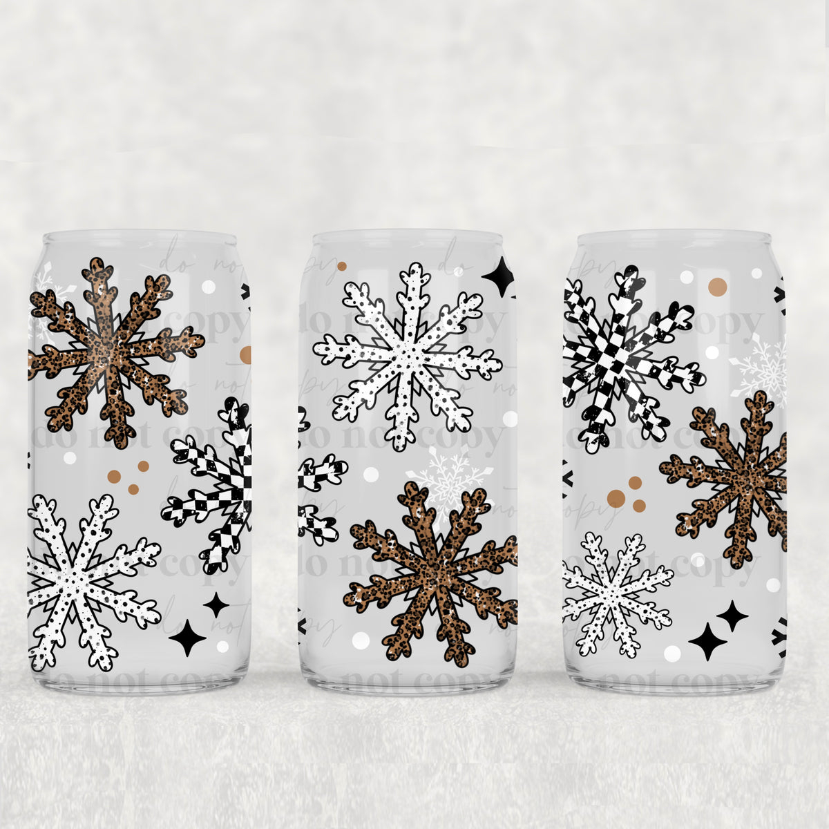 Checker Snowflake 16oz Glass Wrap