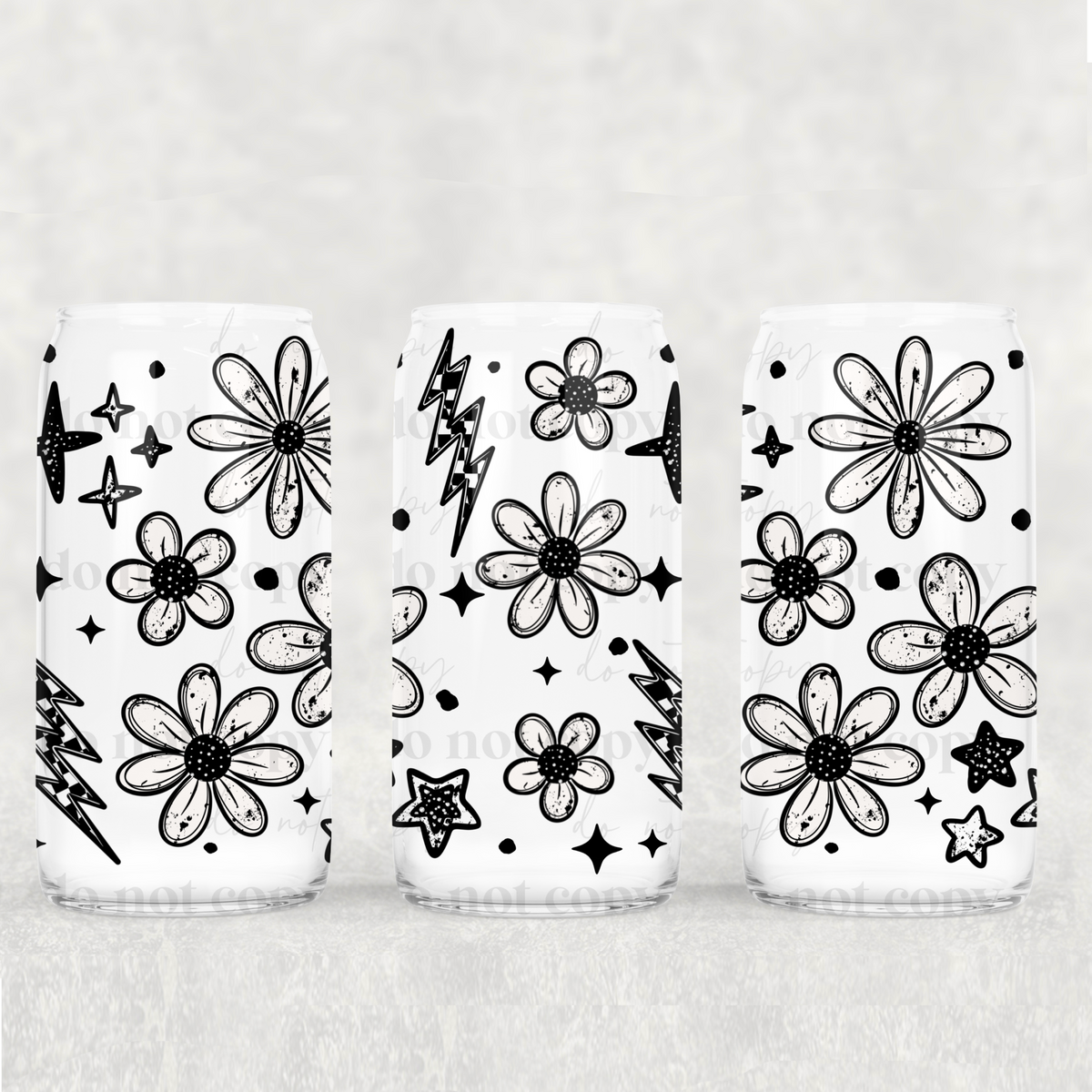 Checker Floral 16oz Glass Wrap