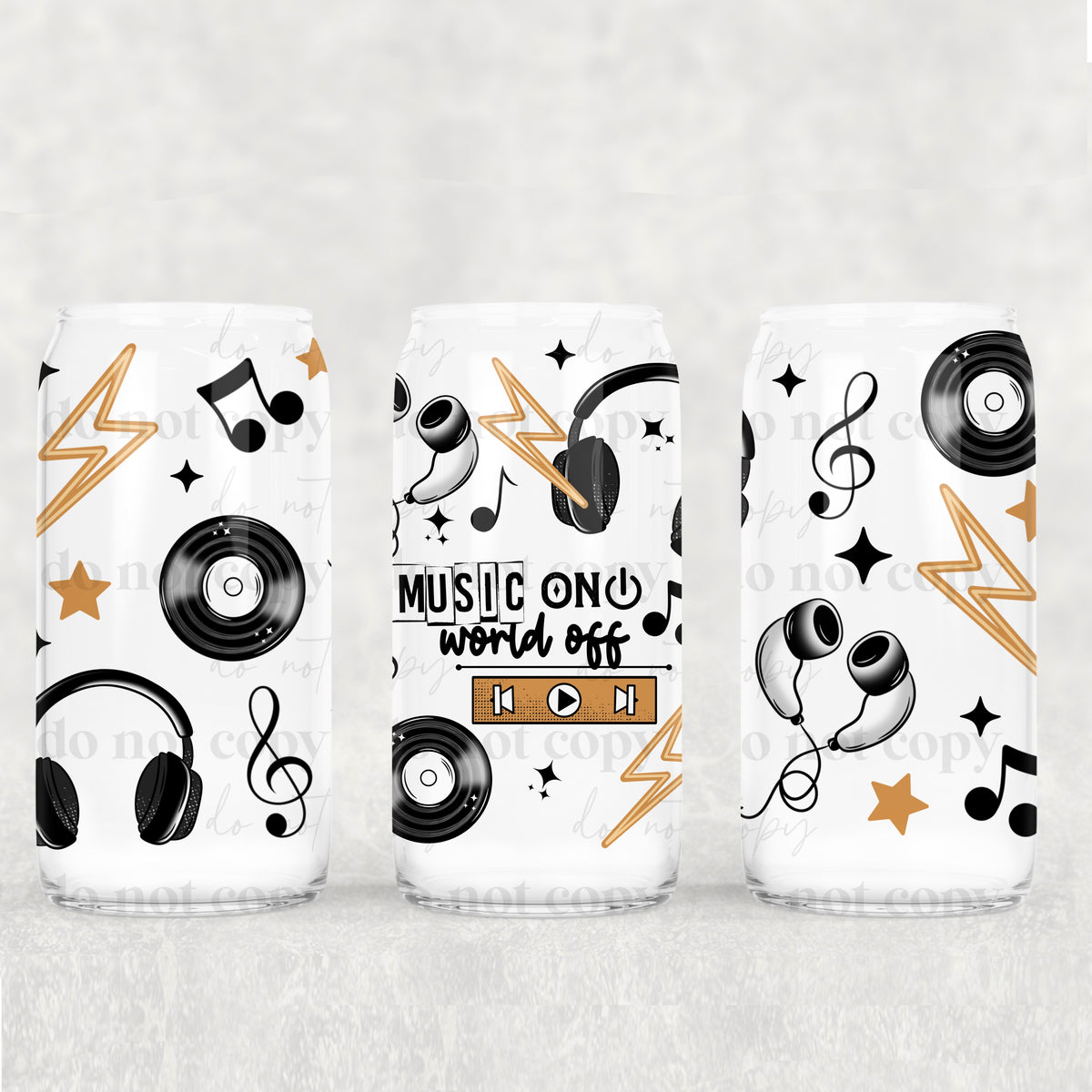 Music On 16oz Glass Wrap