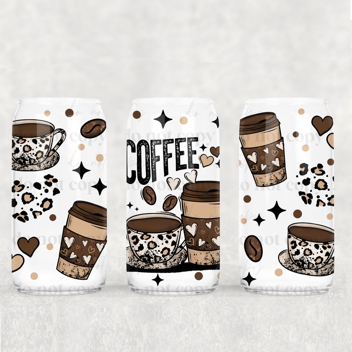Leopard Coffee 16oz Glass Wrap