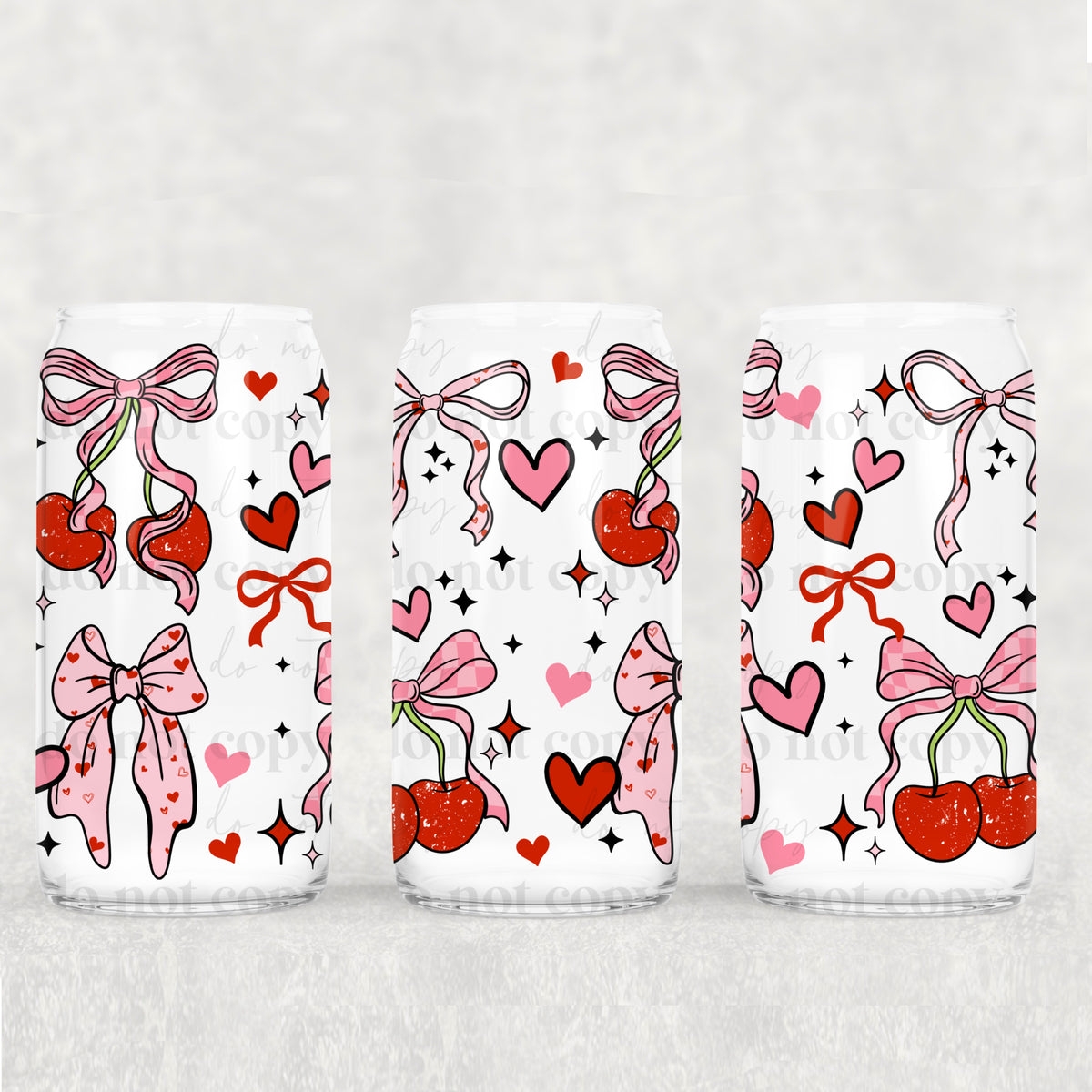 Cherry Love Bow 16oz Glass Wrap