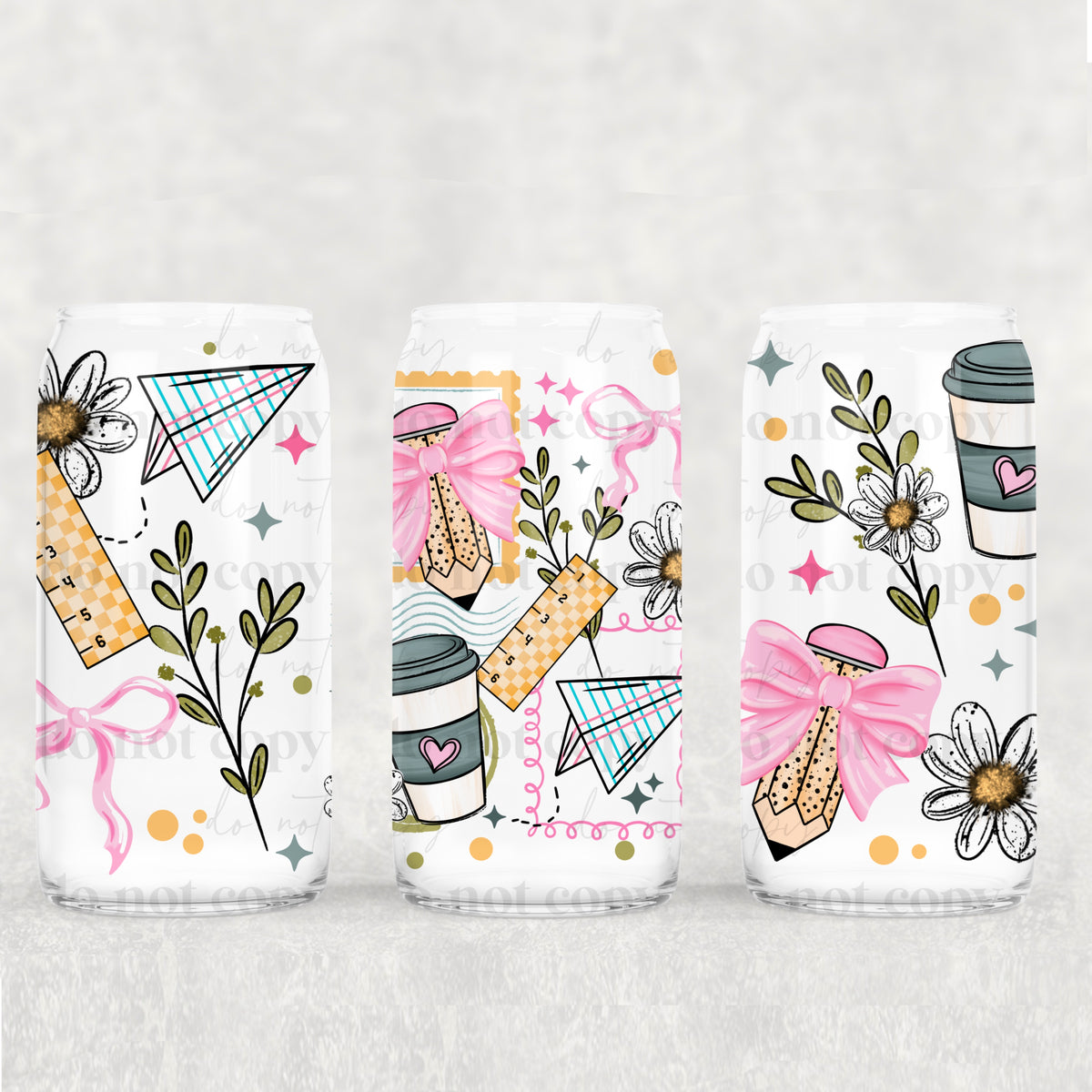 Teacher Stamp 16oz Glass Wrap