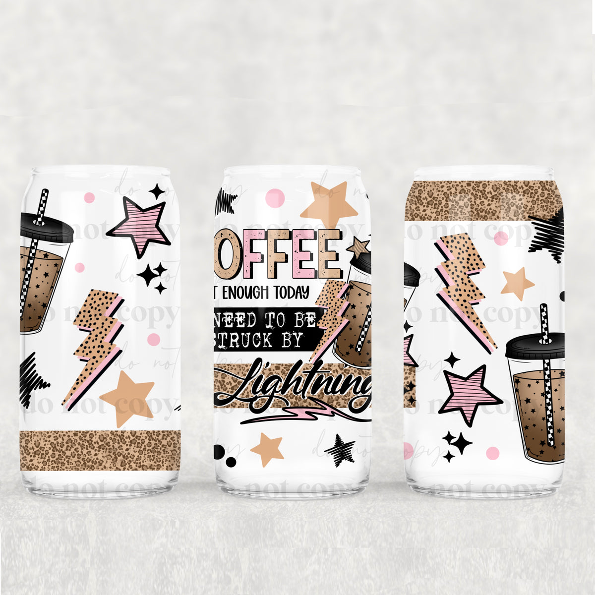 Coffee Lightning 16oz Glass Wrap