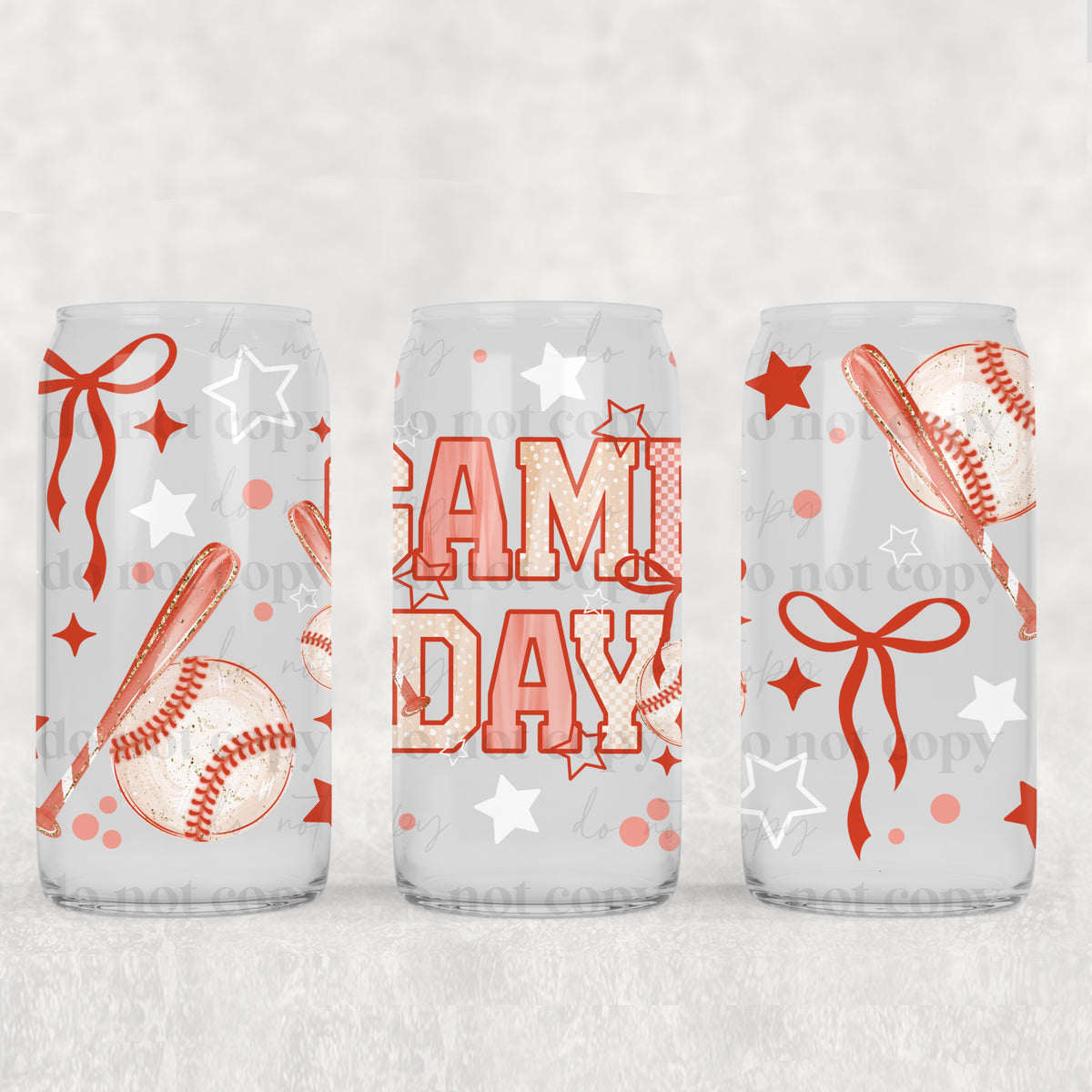 Baseball Gameday 16oz Glass Wrap