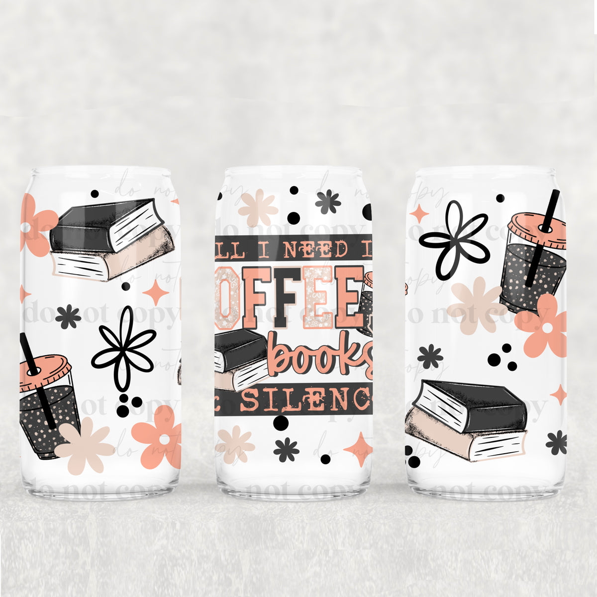 Coffee & Books 16oz Glass Wrap
