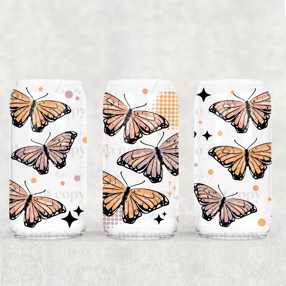 Orange Butterflies 16oz Glass Wrap