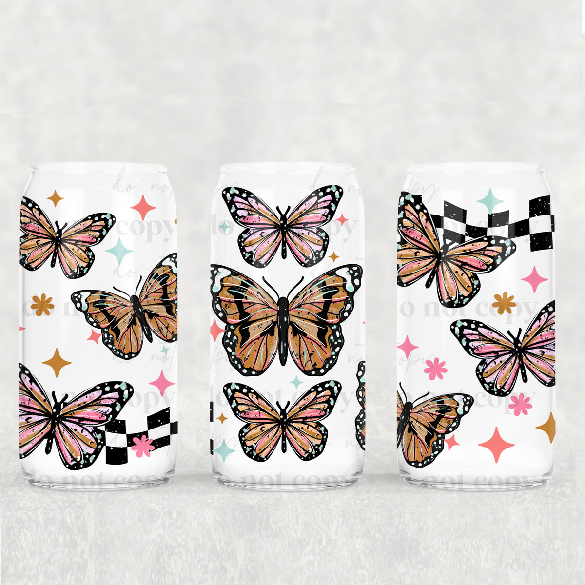 Triple Butterflies 16oz Glass Wrap