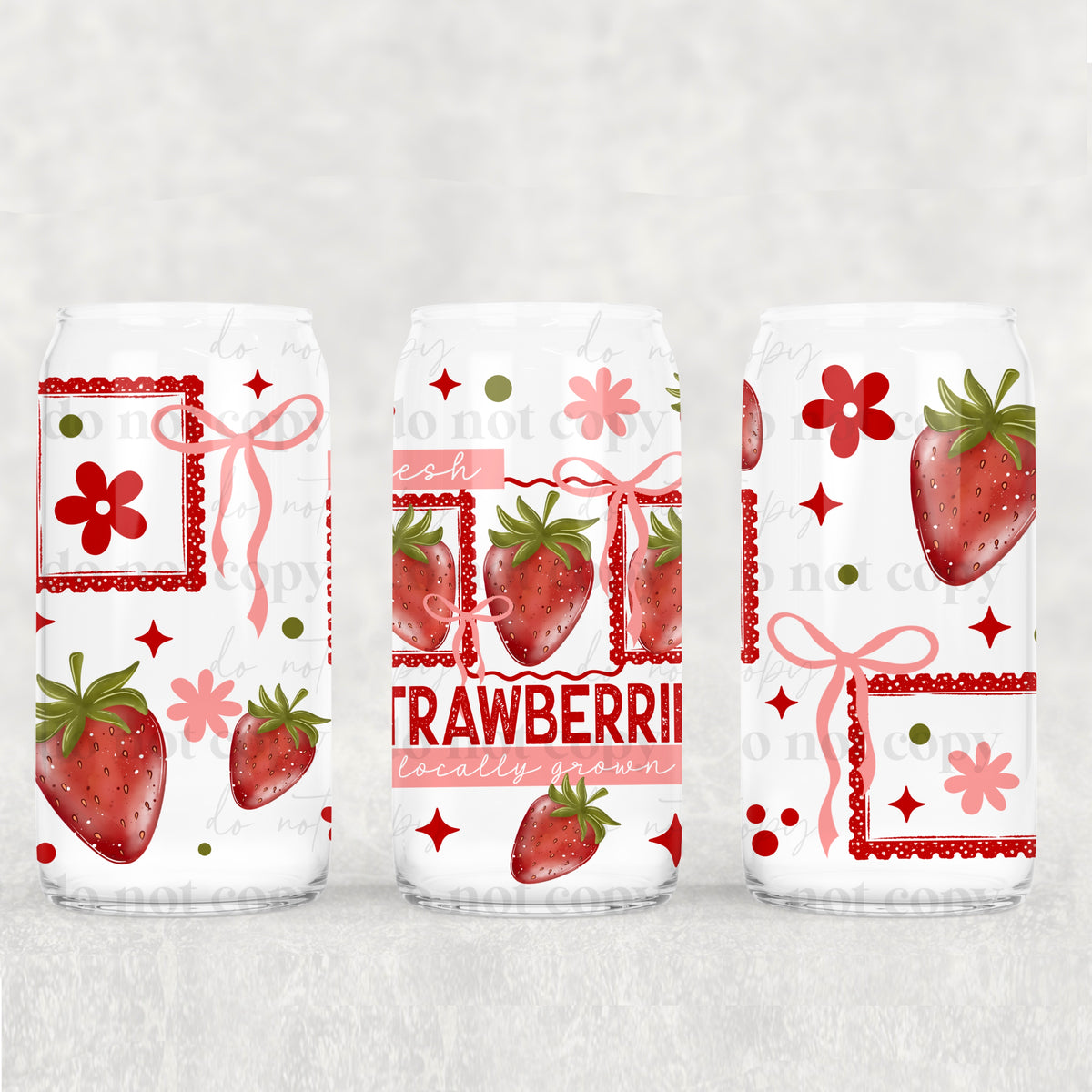 Fresh Strawberries 16oz Glass Wrap