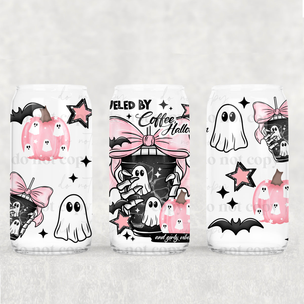 Fueled By Coffee & Halloween 16oz Glass Wrap