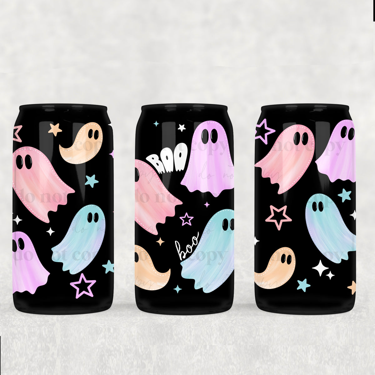 Boo Pastel Ghosties 16oz Glass Wrap