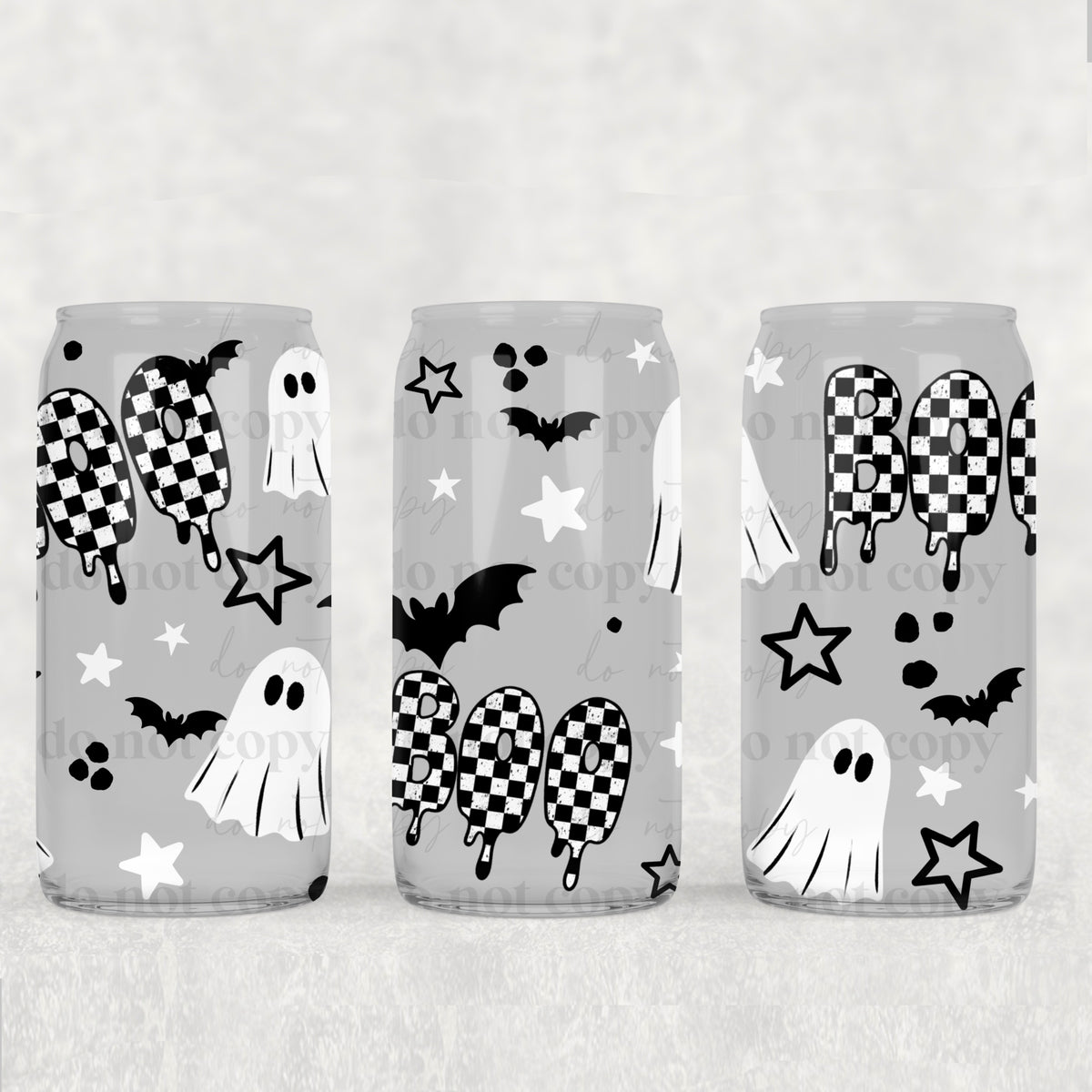 Boo Checker Drip 16oz Glass Wrap