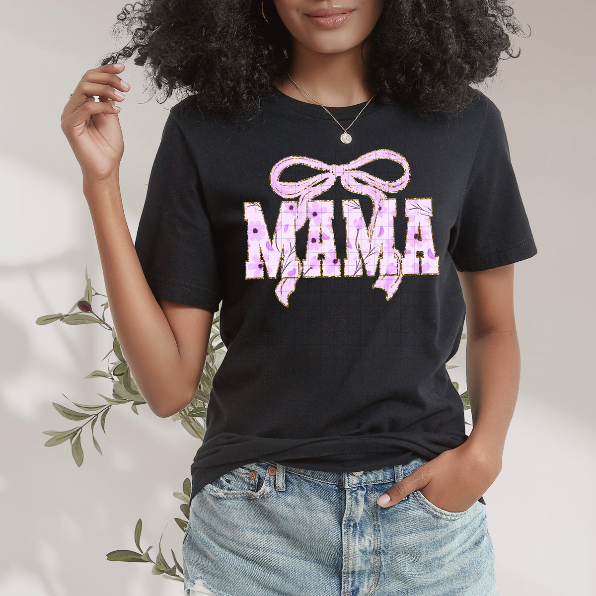 Purple Floral Mama PNG