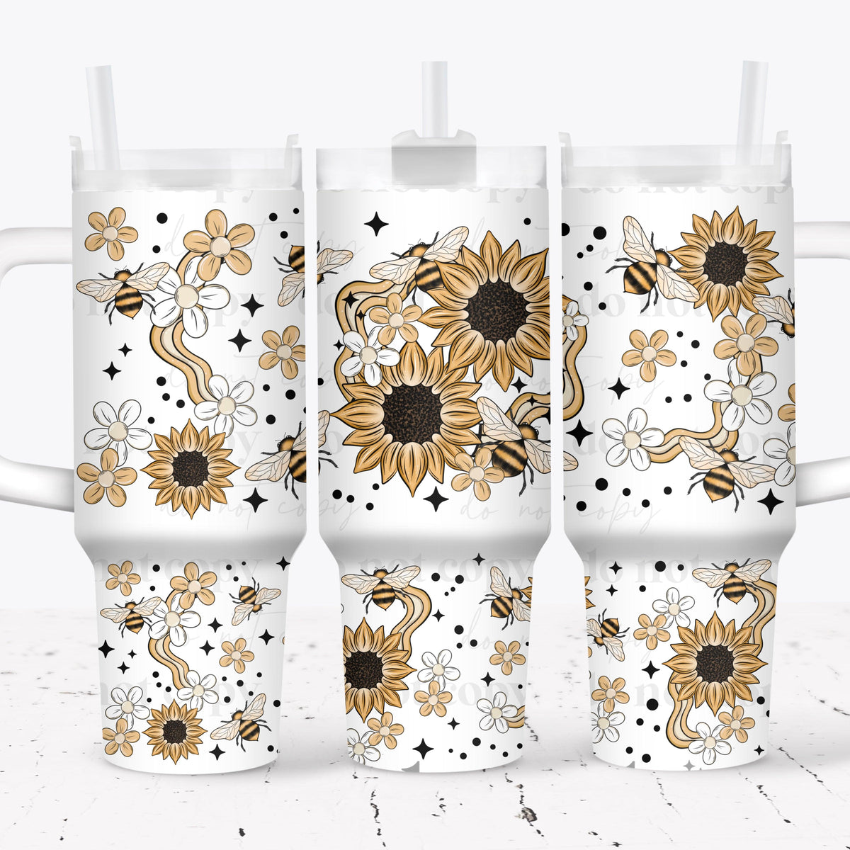 Sunflower Bees 40oz Tumbler Wrap