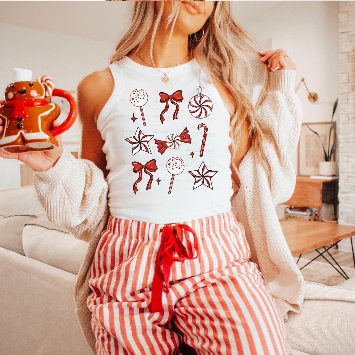 Candy Cane Christmas Grid PNG