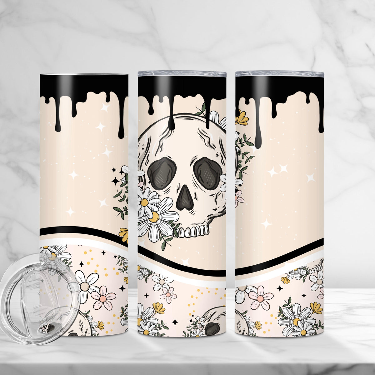 Floral Skellie Tumbler Wrap