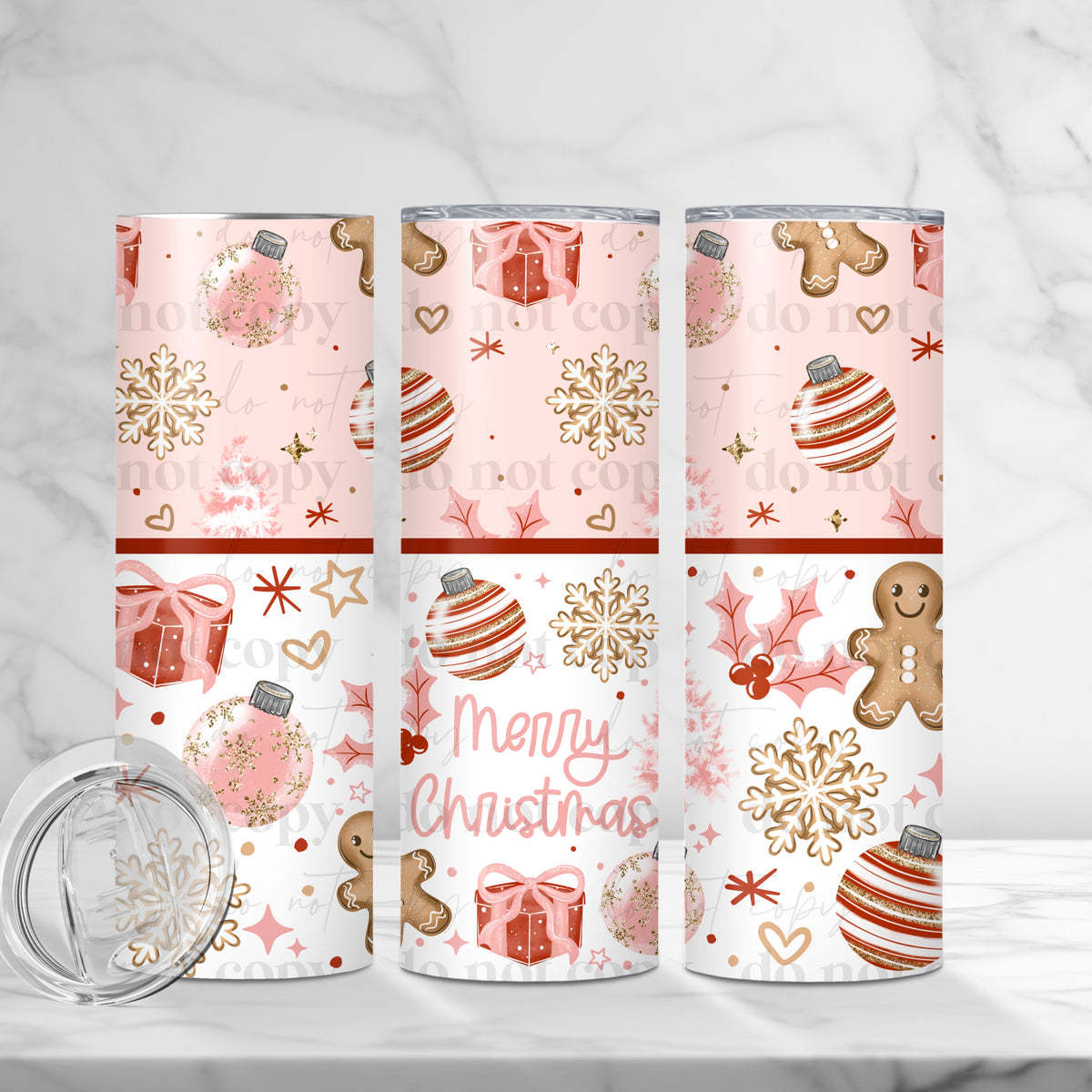 Merry Christmas Pink Tumbler Wrap