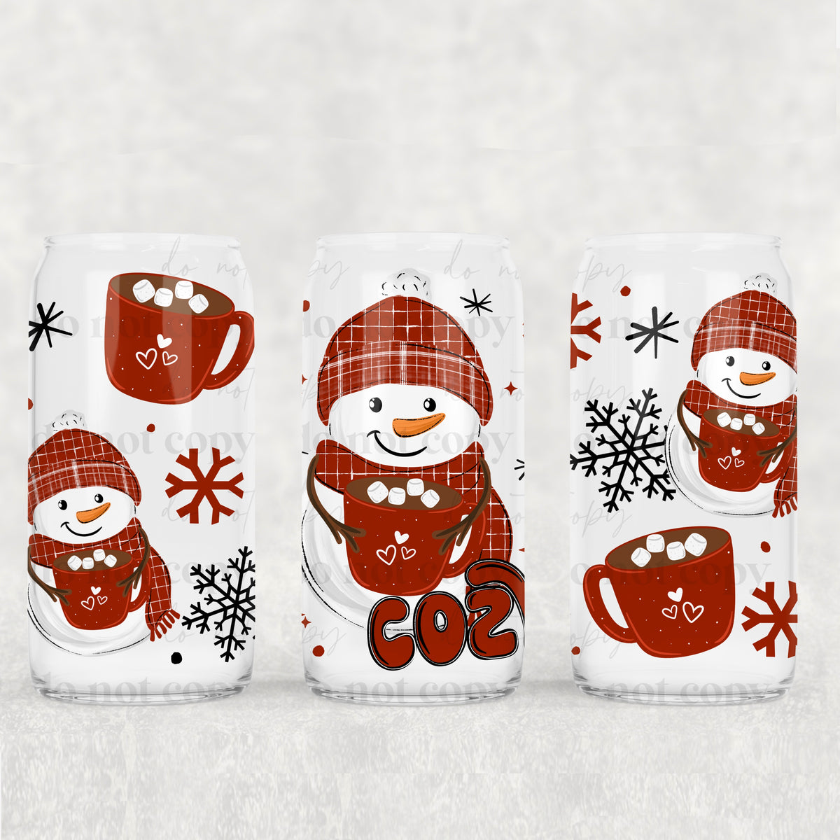 Cozy Snowman 16oz Glass Wrap