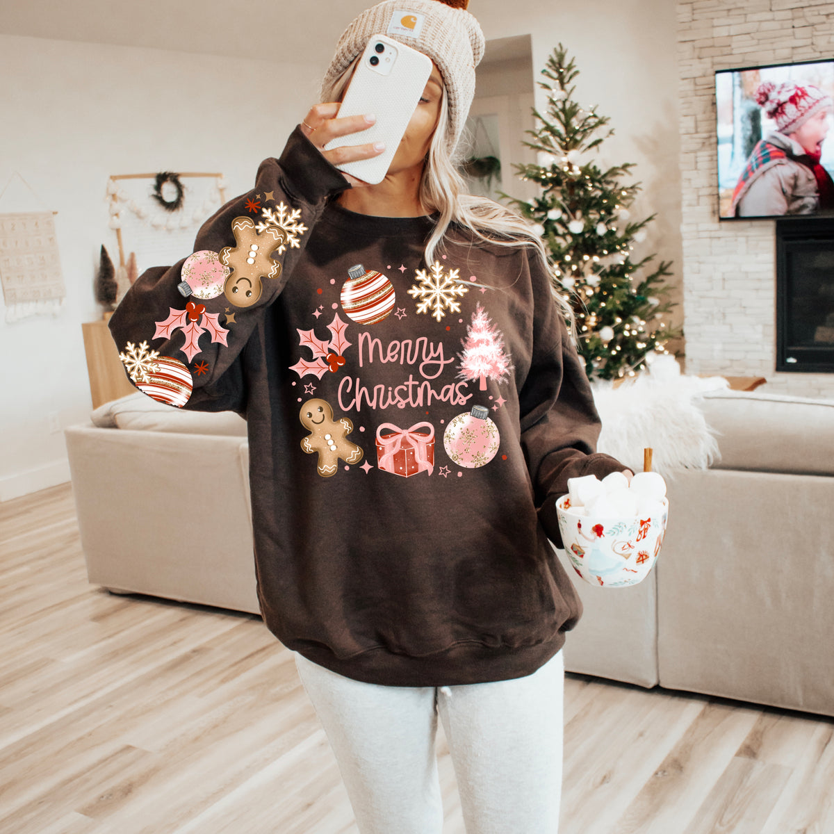 Merry Christmas Pink w/ Sleeves PNG