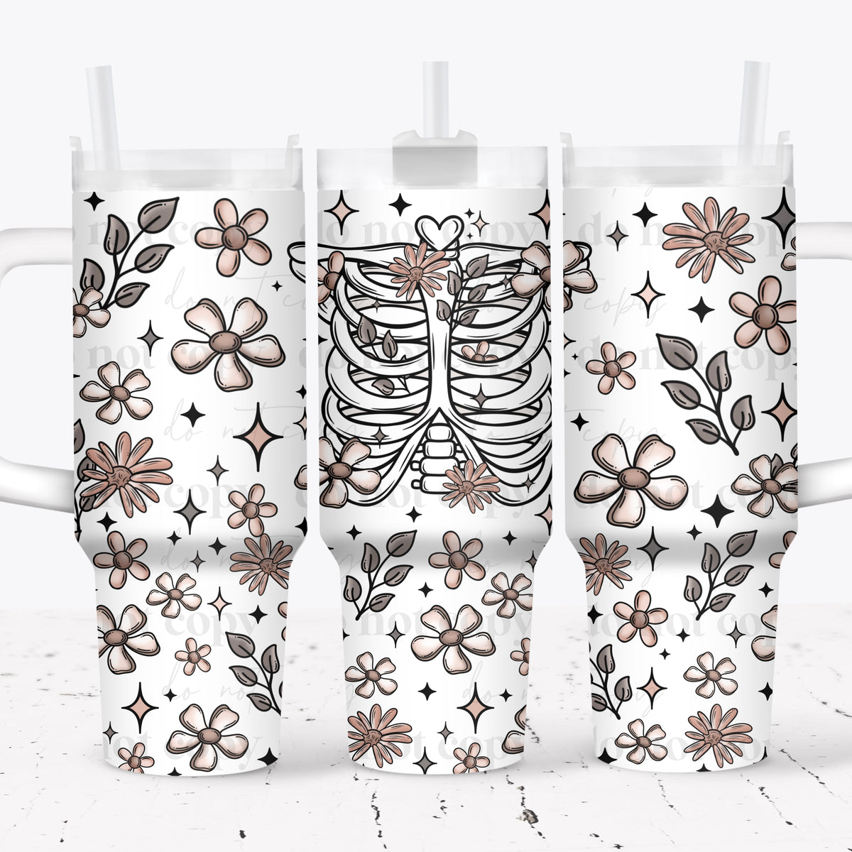 Floral Ribcage 40oz Tumbler Wrap